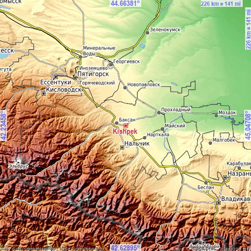 Topographic map of Kishpek