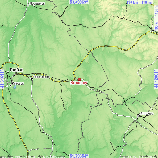 Topographic map of Kirsanov