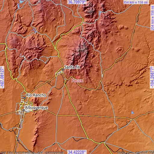 Topographic map of Pecos