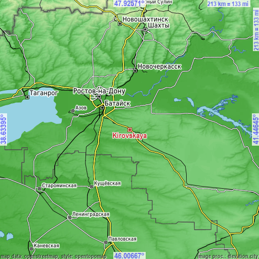 Topographic map of Kirovskaya