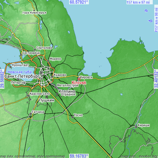 Topographic map of Kirovsk