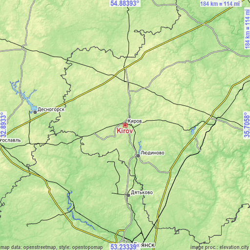 Topographic map of Kirov