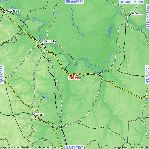 Topographic map of Kiritsy