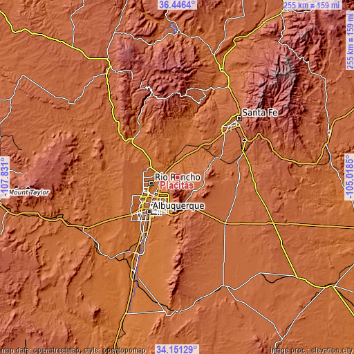 Topographic map of Placitas