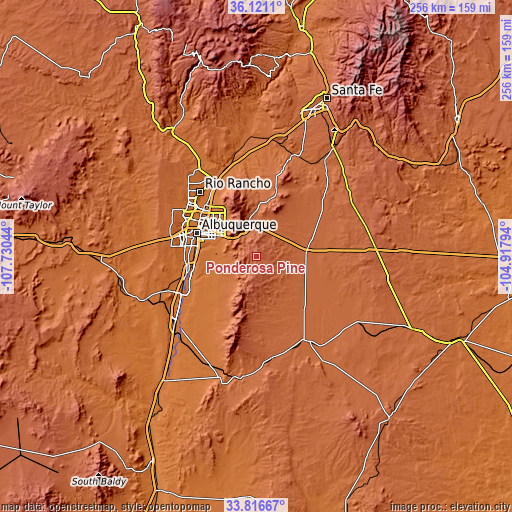 Topographic map of Ponderosa Pine