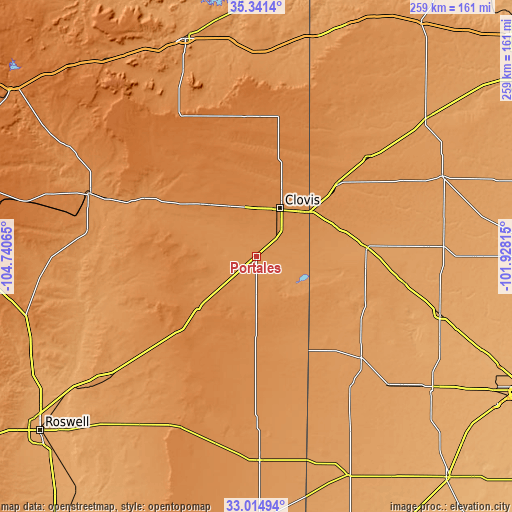 Topographic map of Portales