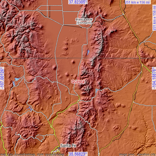 Topographic map of Questa