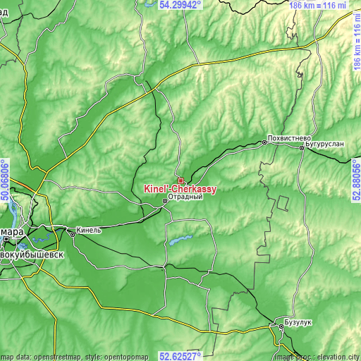 Topographic map of Kinel’-Cherkassy