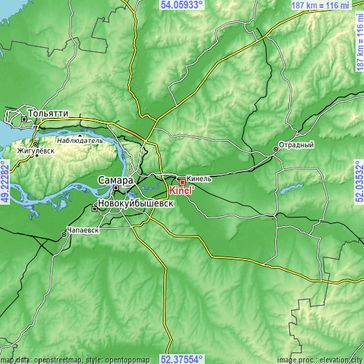 Topographic map of Kinel’