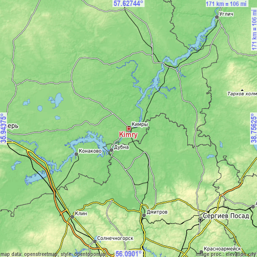 Topographic map of Kimry