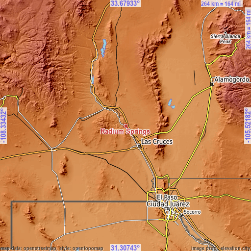 Topographic map of Radium Springs