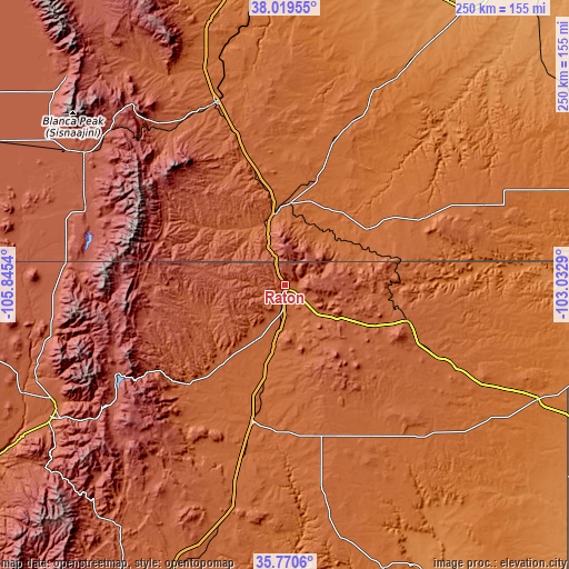 Topographic map of Raton