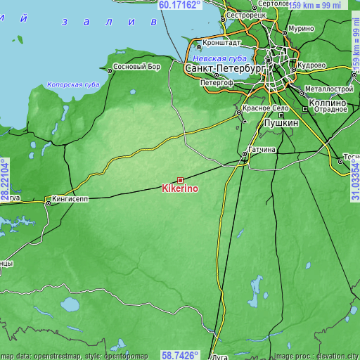 Topographic map of Kikerino