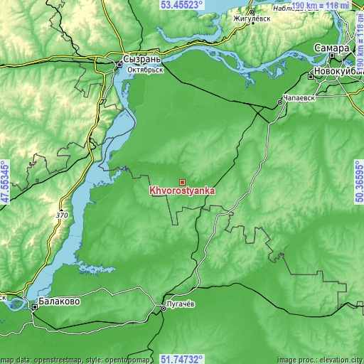 Topographic map of Khvorostyanka