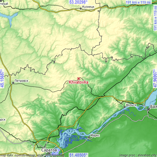 Topographic map of Khvatovka
