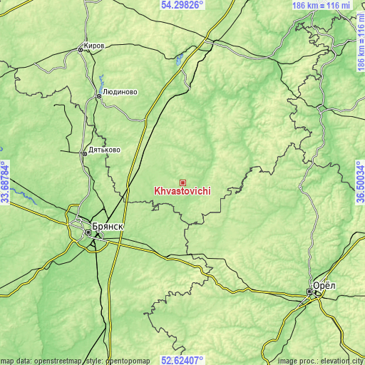 Topographic map of Khvastovichi