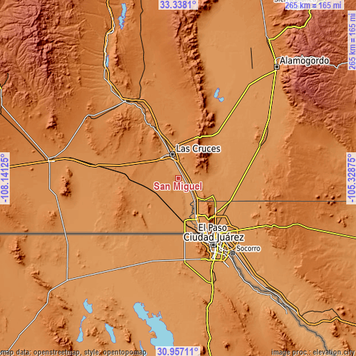 Topographic map of San Miguel