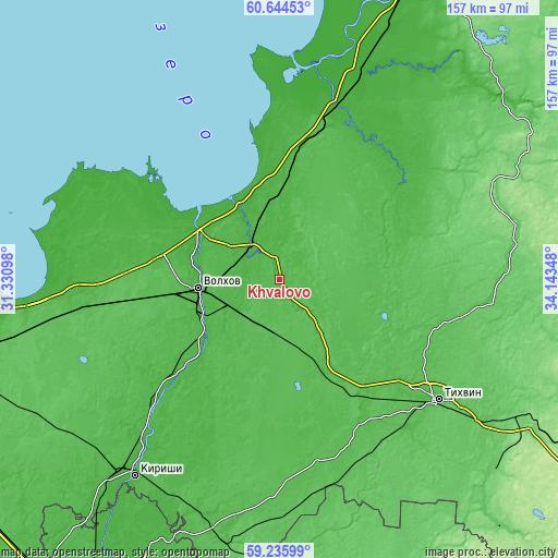 Topographic map of Khvalovo