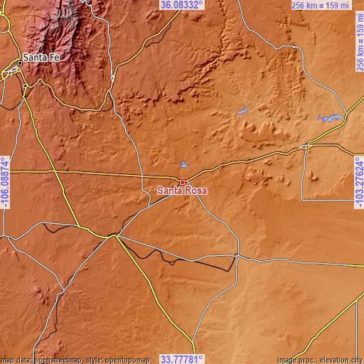 Topographic map of Santa Rosa