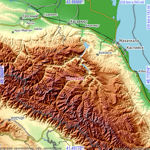 Topographic map of Khunzakh