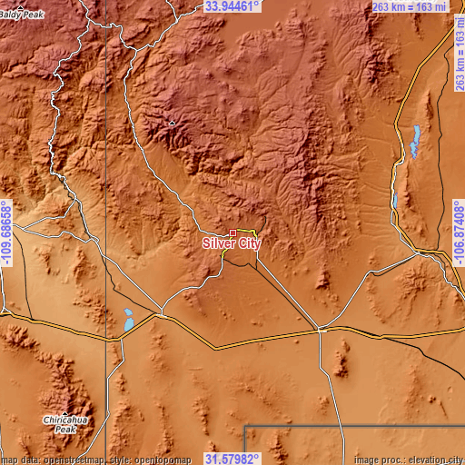 Topographic map of Silver City