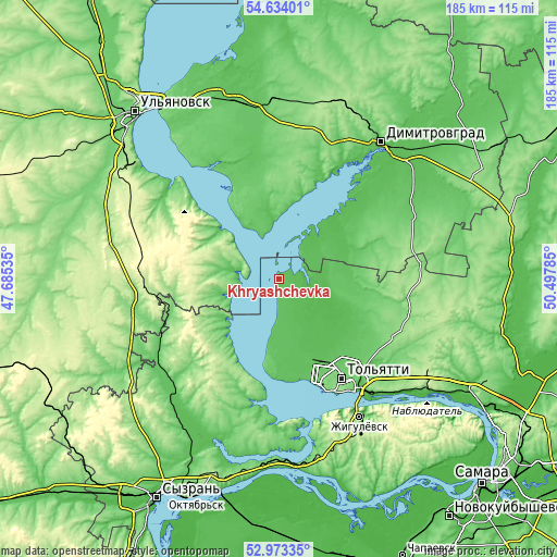 Topographic map of Khryashchevka