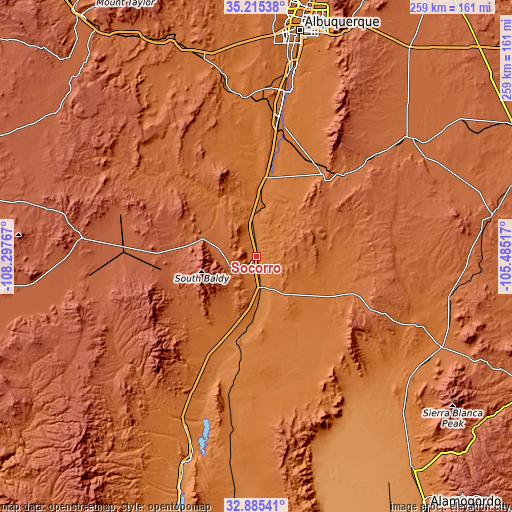 Topographic map of Socorro