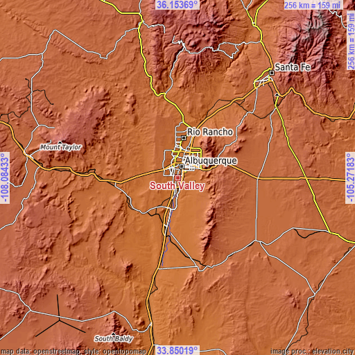 Topographic map of South Valley