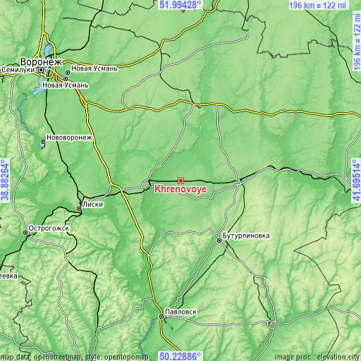 Topographic map of Khrenovoye