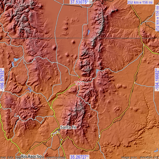 Topographic map of Taos