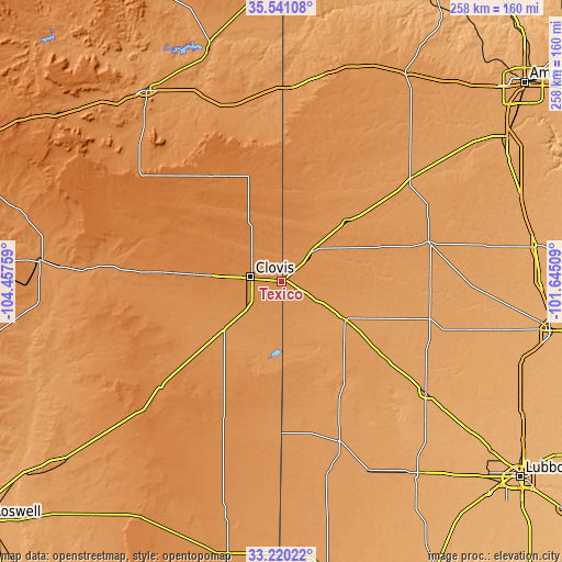 Topographic map of Texico