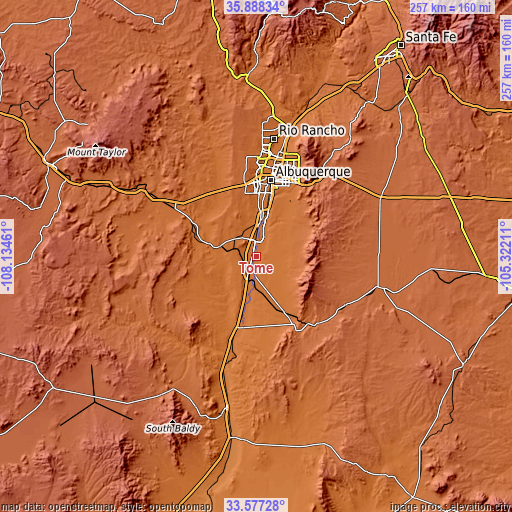 Topographic map of Tome