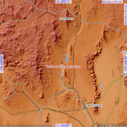 Topographic map of Truth or Consequences