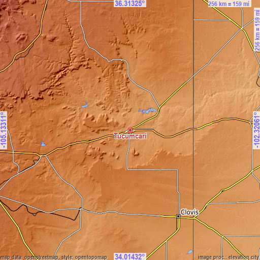 Topographic map of Tucumcari