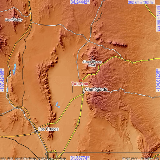 Topographic map of Tularosa