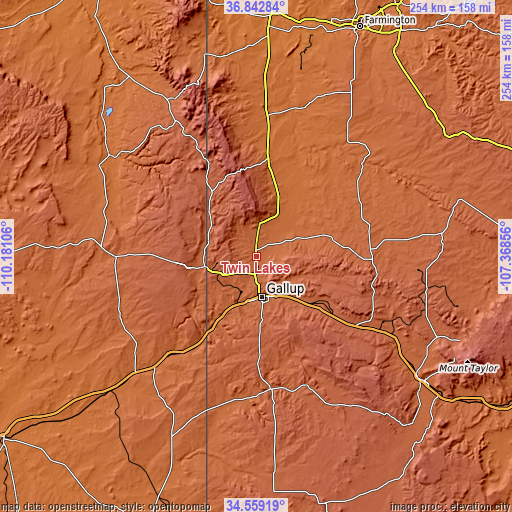 Topographic map of Twin Lakes