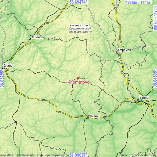 Topographic map of Khomutovo