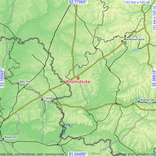 Topographic map of Khomutovka