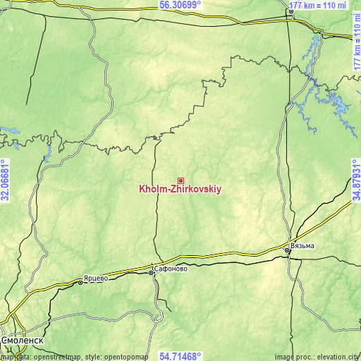 Topographic map of Kholm-Zhirkovskiy