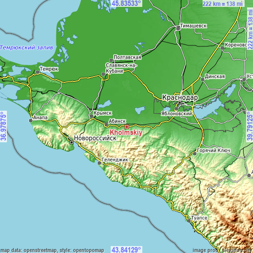 Topographic map of Kholmskiy