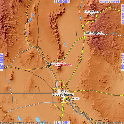 Topographic map of White Sands