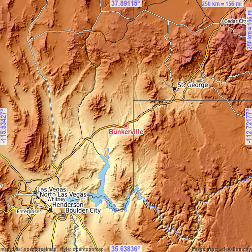 Topographic map of Bunkerville