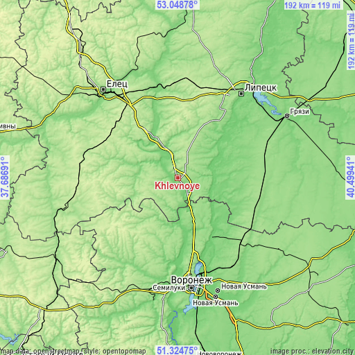 Topographic map of Khlevnoye