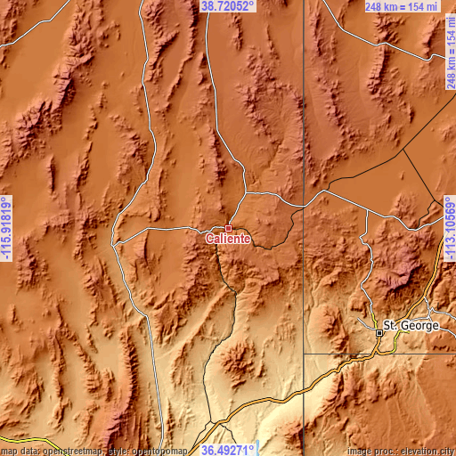 Topographic map of Caliente