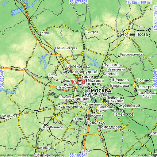 Topographic map of Khimki