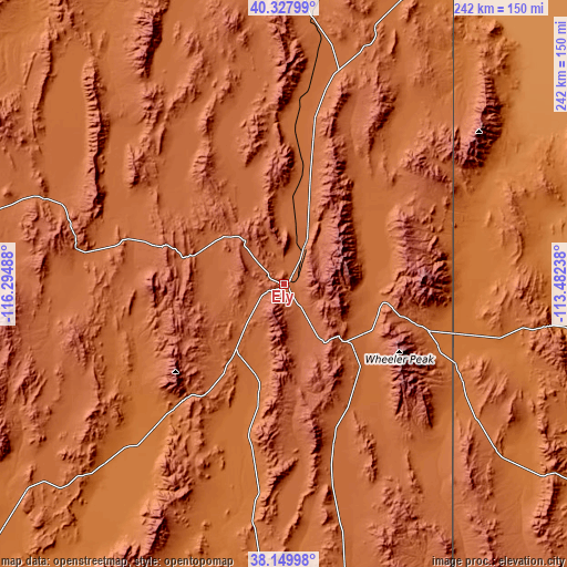 Topographic map of Ely