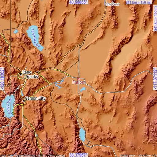 Topographic map of Fallon