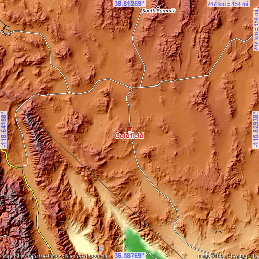 Topographic map of Goldfield