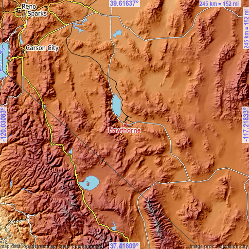 Topographic map of Hawthorne