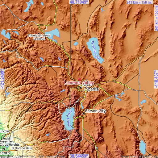 Topographic map of Lemmon Valley